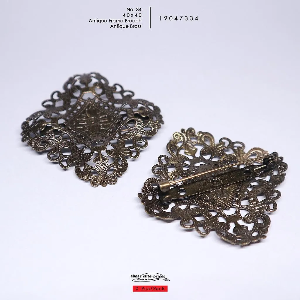 [18047334] No.34 40x40 Antiq.Frame Brooch/2 (Gold)