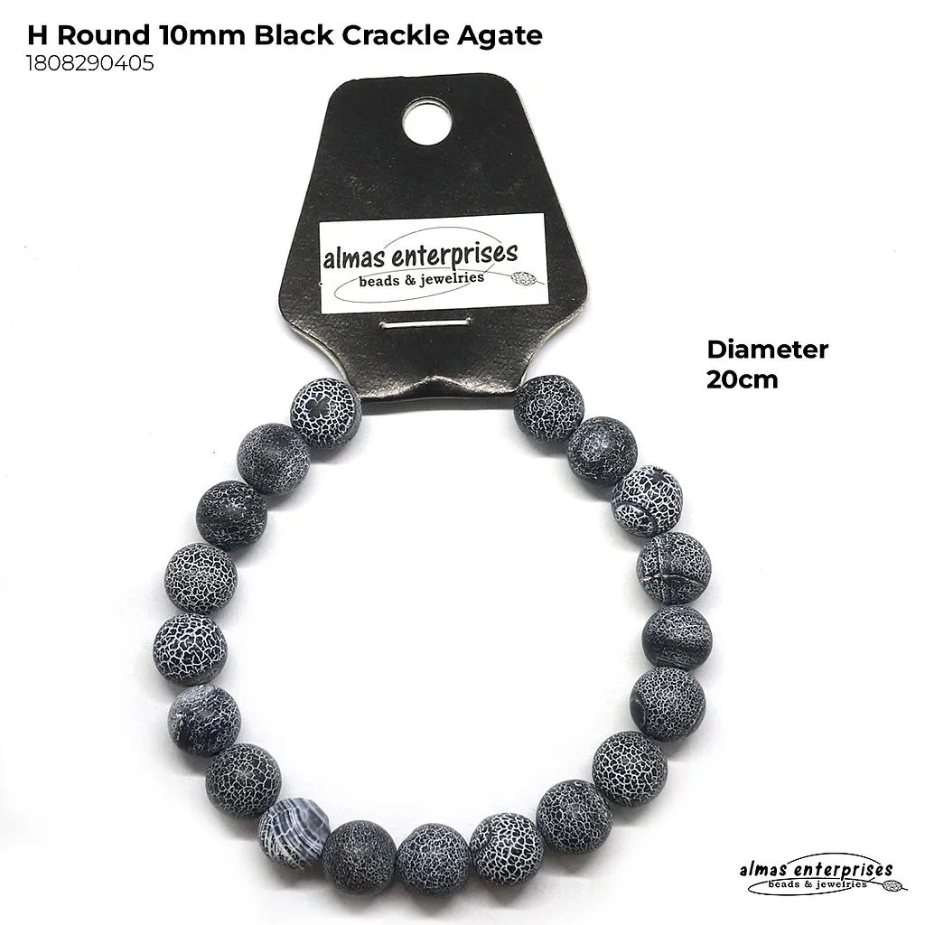 [1808290105] H. Round Black Crackle Agate (4mm)