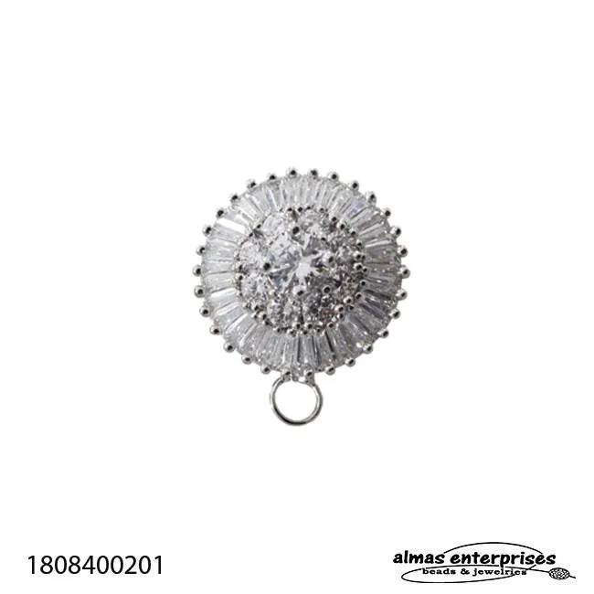 [1808400202] No.2 Brooch With CZ (Gold)