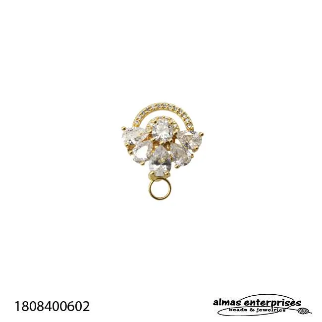 [1808400602] No.6 Brooch With CZ (Gold)