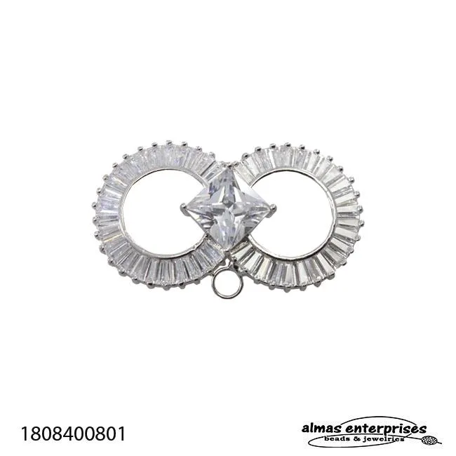 [1808400802] No.8 Brooch With CZ (Gold)