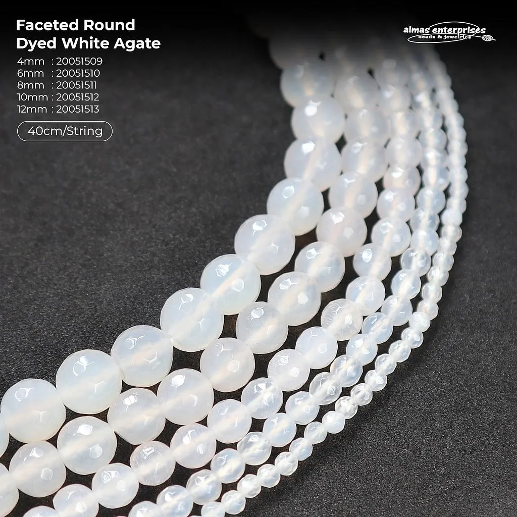 [20051509] Faceted Round D.White Agate (4mm)