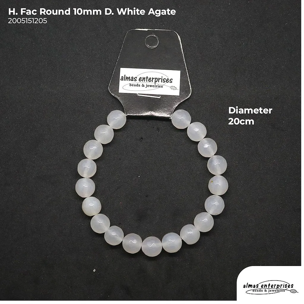 [2005150905] H. Faceted Round D. White Agate (4mm)