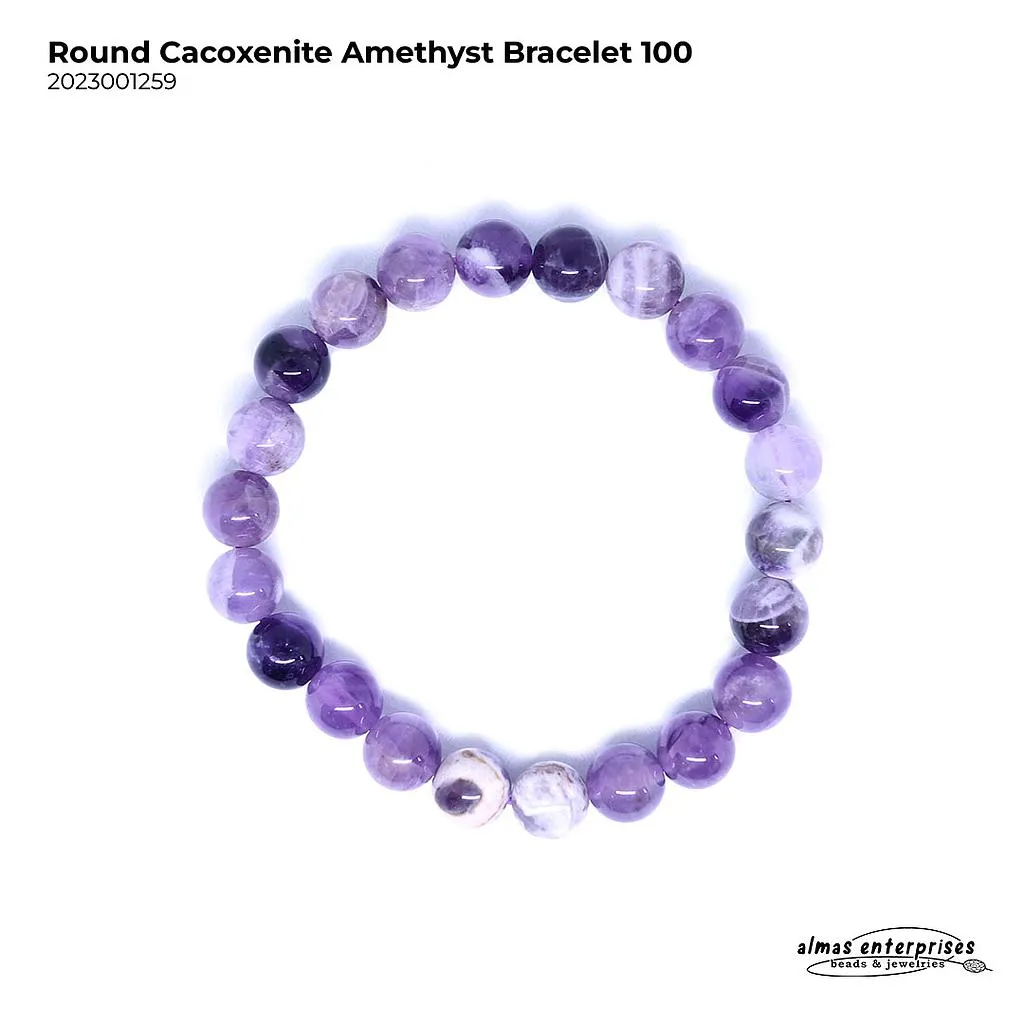 [2023001259] Round Cacoxenite Amethyst Bracelet (100)