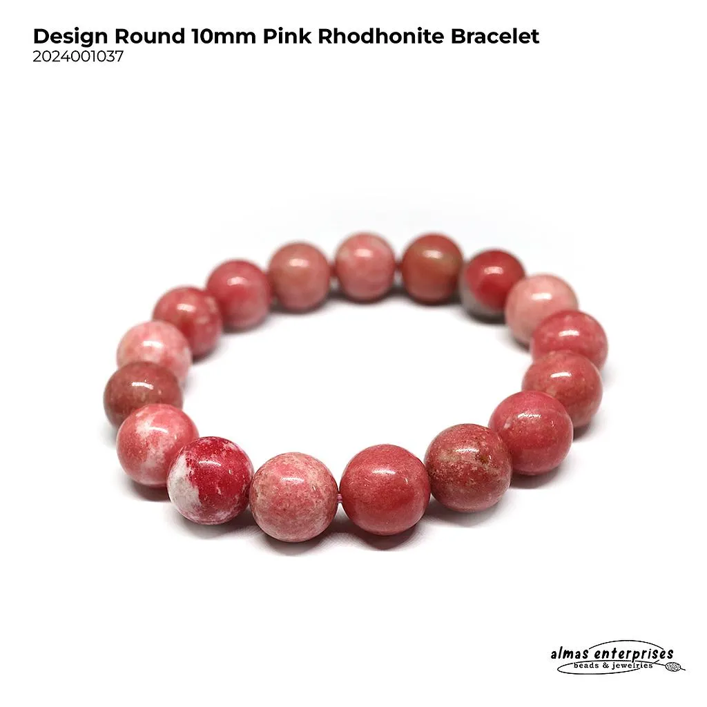 [2024001018] Round Pink Rhodonite Bracelet (6mm)