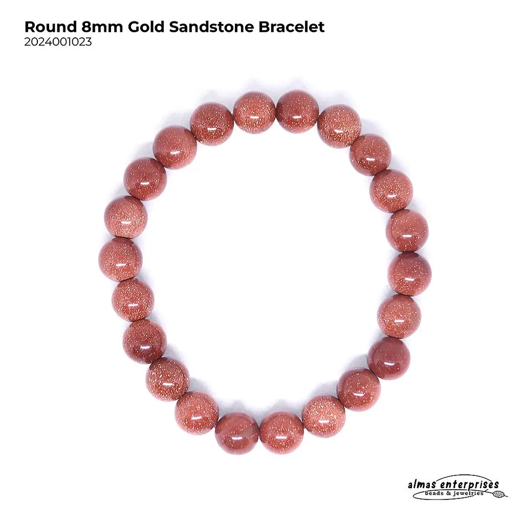[2024001022] Design Round GoldSand Stone Bracelet (6mm)