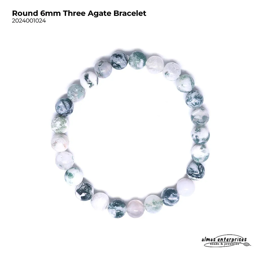 [2024001024] Round Tree Agate Bracelet (6mm)