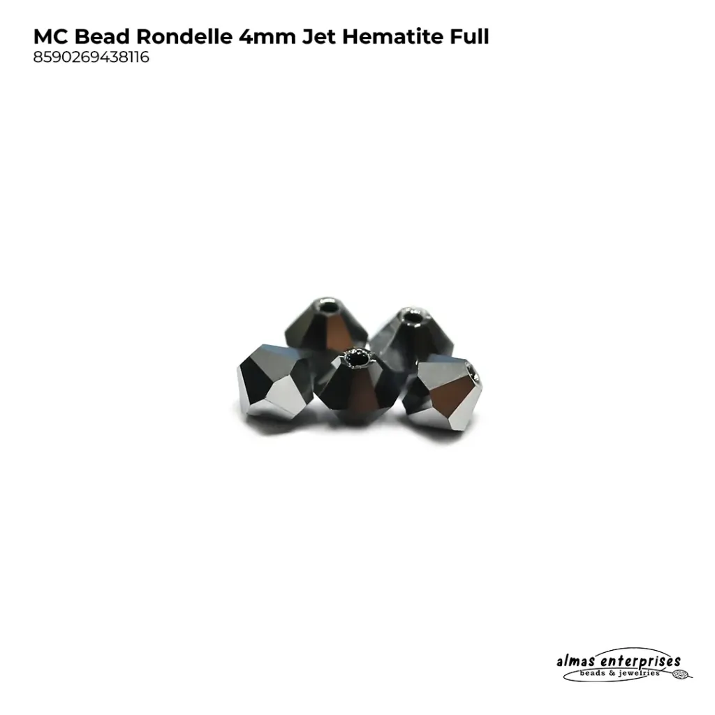MC Bead Rondelle 4mm Jet Hematite-f