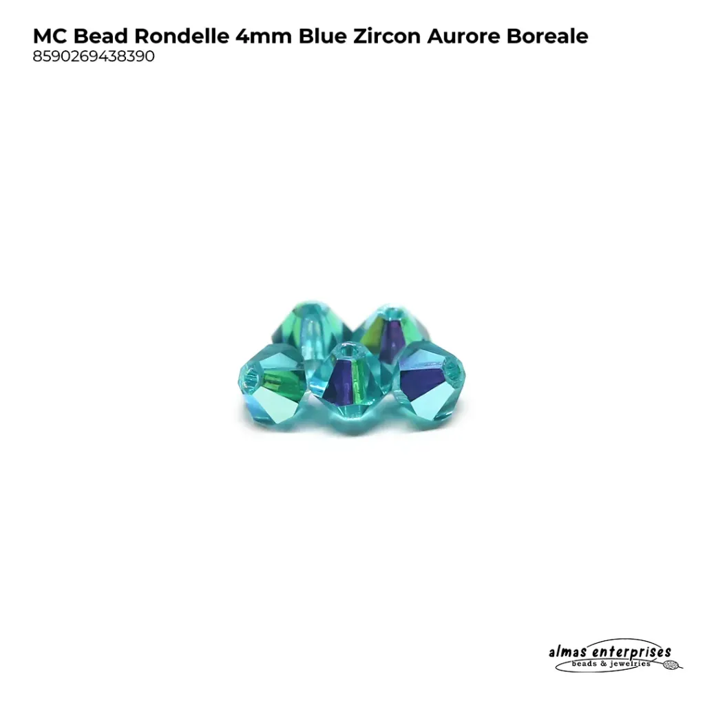 MC Bead Rondelle 4mm blue zircon AB
