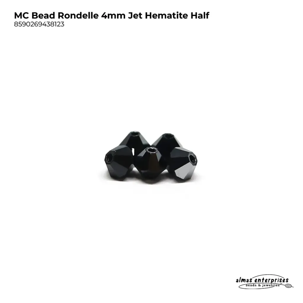 MC Bead Rondelle 4mm jet Hem-h