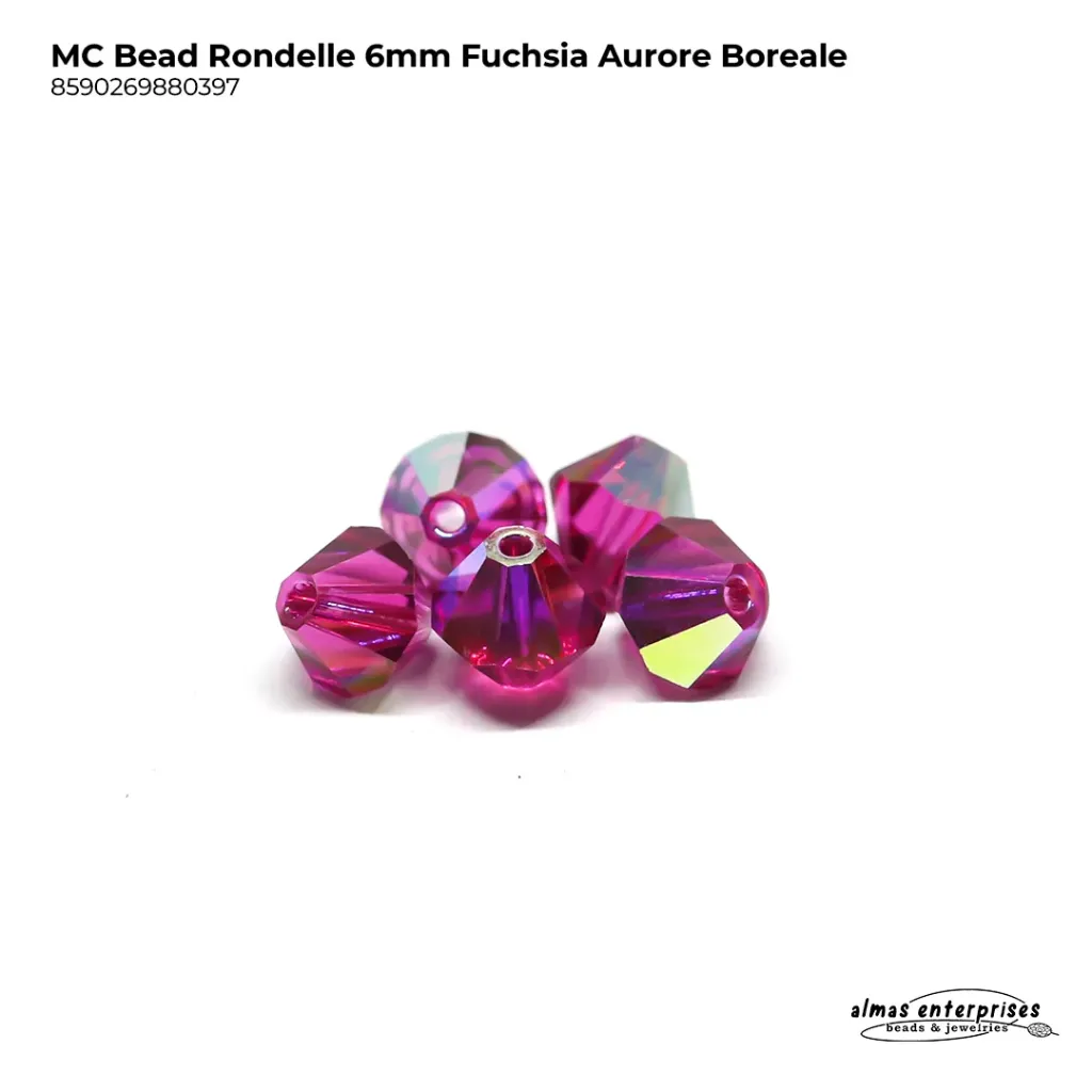 MC Bead Rondelle 6mm fuchsia AB
