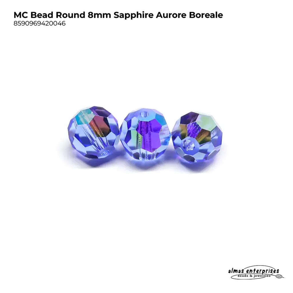 MC Bead Round 8mm Sapphire AB