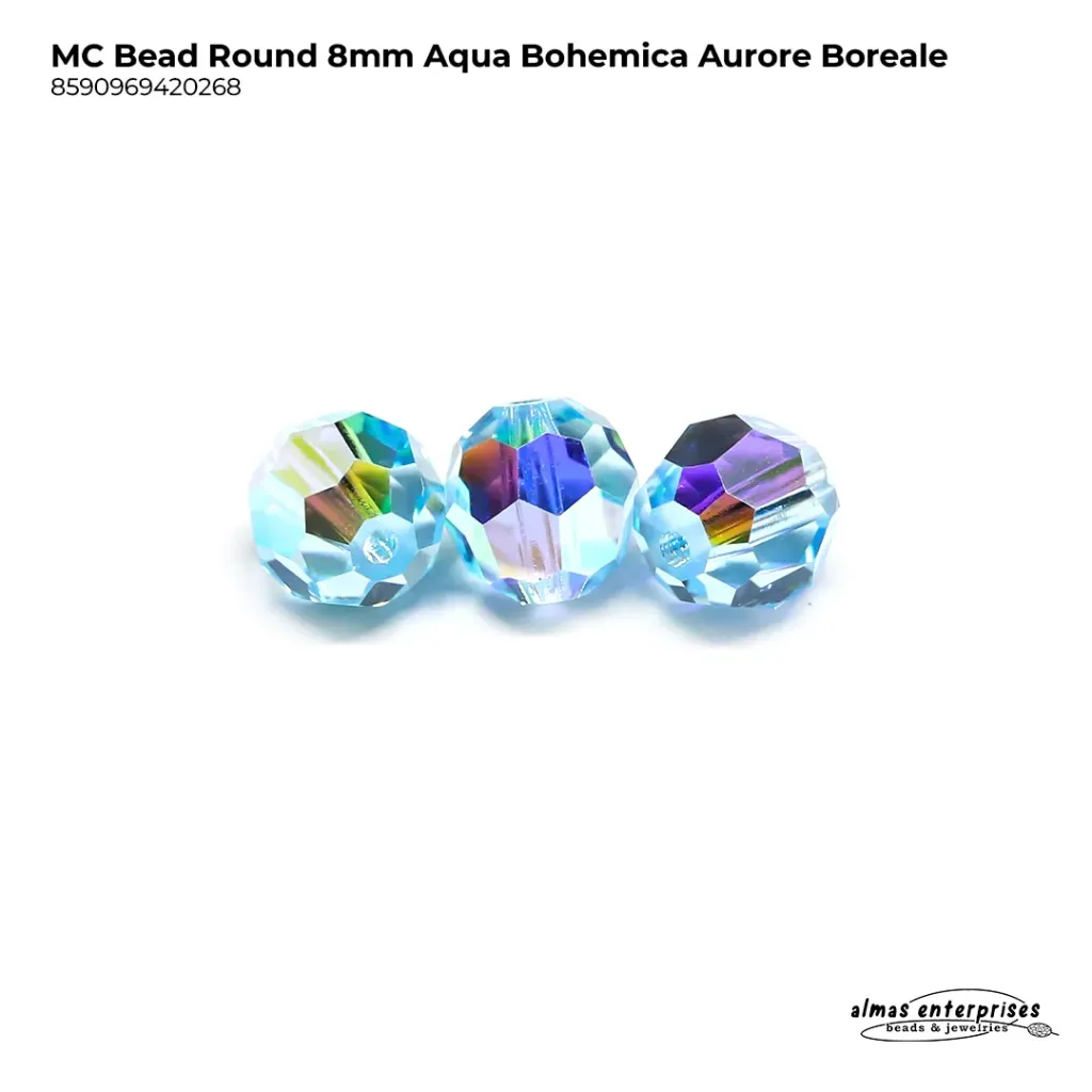 MC Bead Round 8mm Aqua Bohemica AB