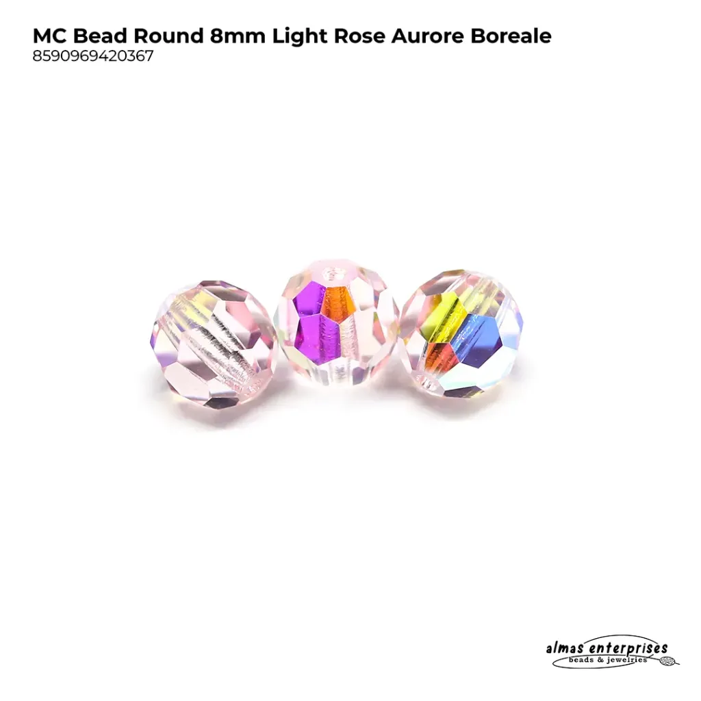 MC Bead Round 8mm Lt. Rose AB