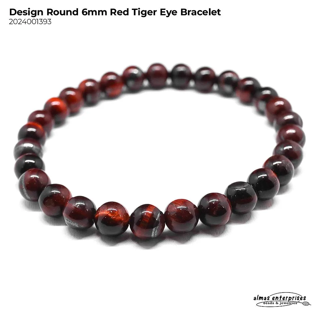 Design Round Red Tiger Eye Bracelet