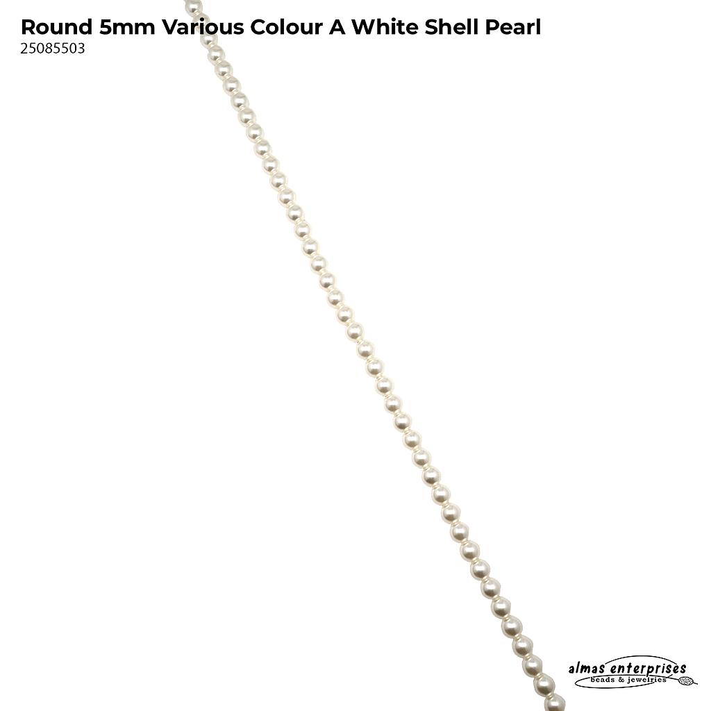 Round 5mm Various  Colour A Shell Pearl