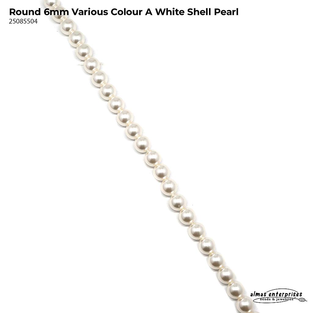 Round 6mm Various  Colour A Shell Pearl