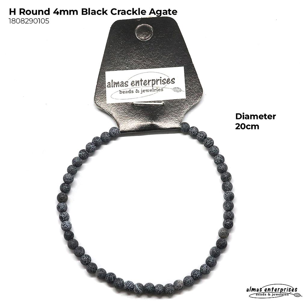H. Round Black Crackle Agate