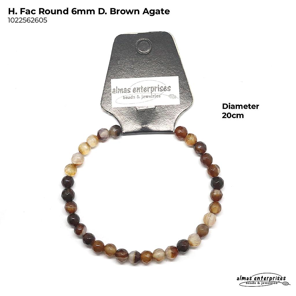 H. Faceted Round D.Brown Agate