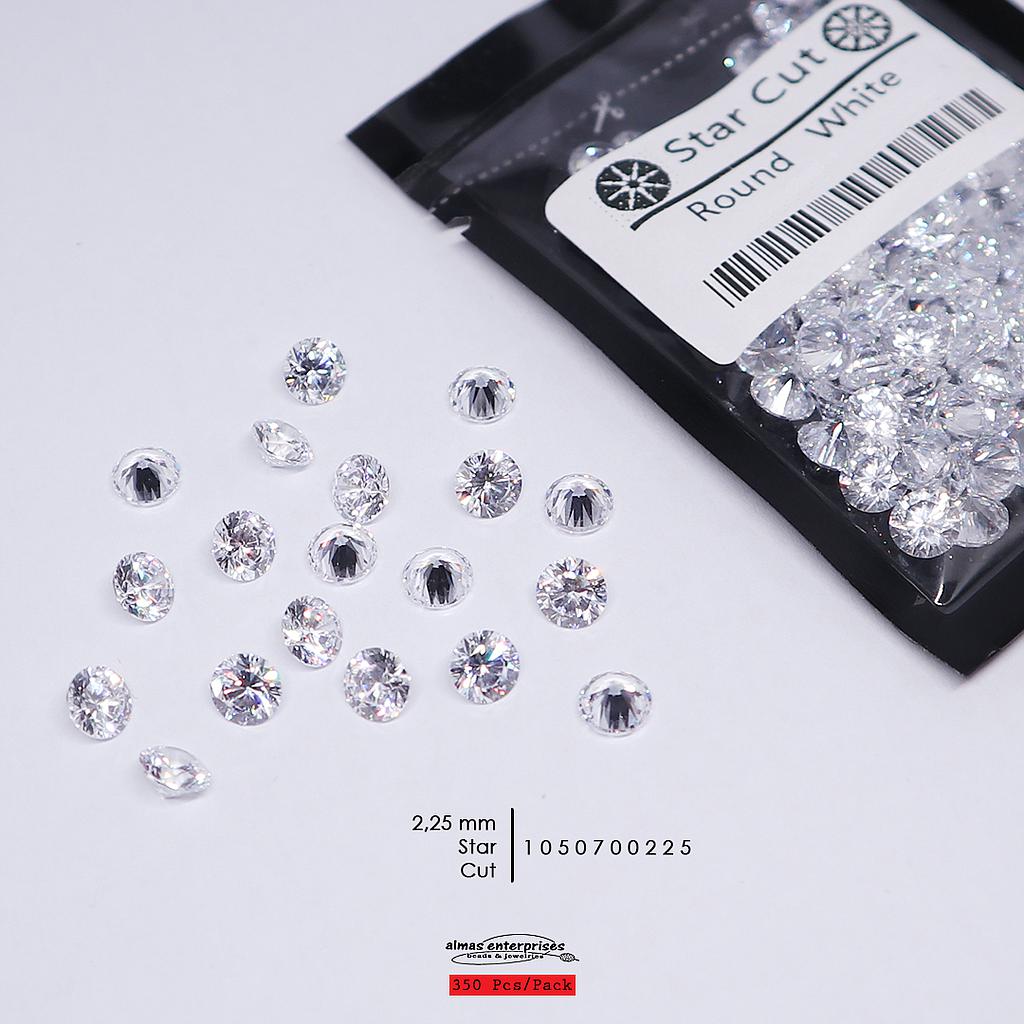 CZ 2,25MM WHITE STAR CUT (350 pcs)
