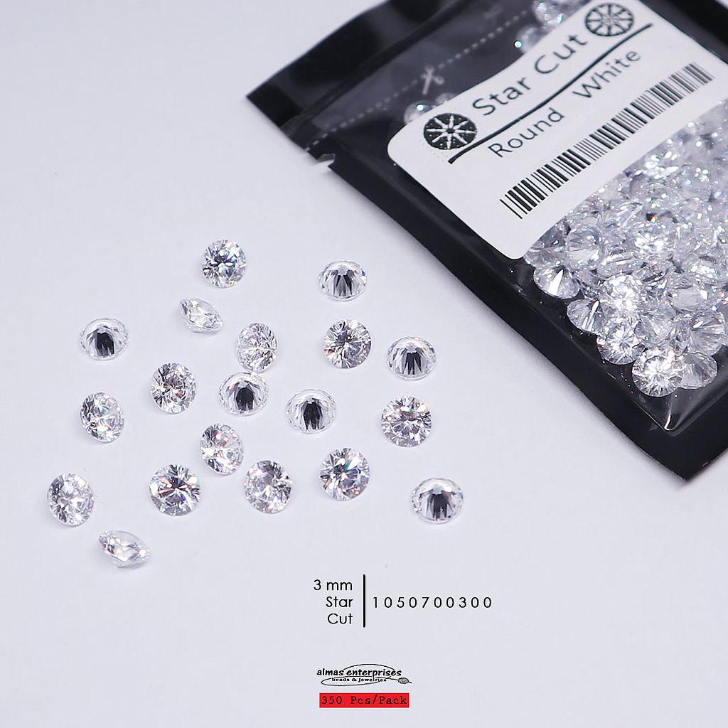 CZ 3MM WHITE STAR CUT (350 pcs)