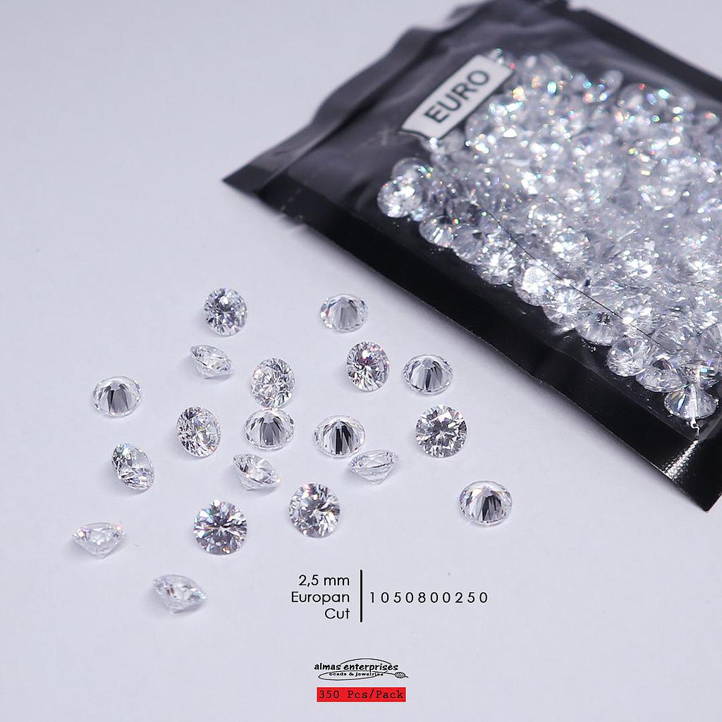 CZ 2,5MM EUROPEAN CUT(350 pcs)