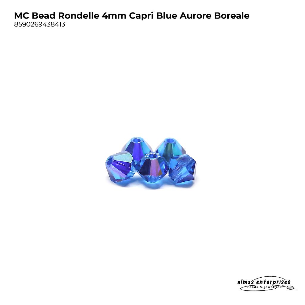 MC Bead Rondelle 4mm Capri Blue AB
