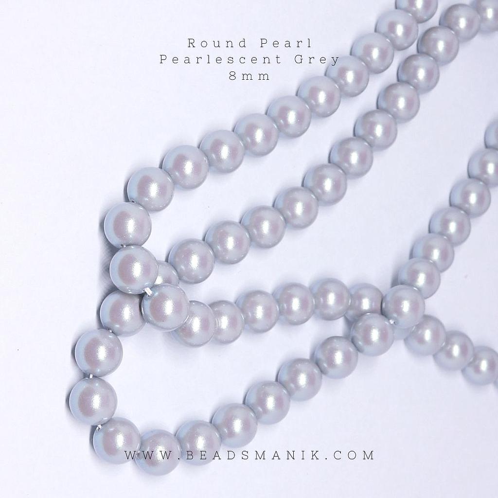 Preciosa Pearl 8mm Perlescent Grey
