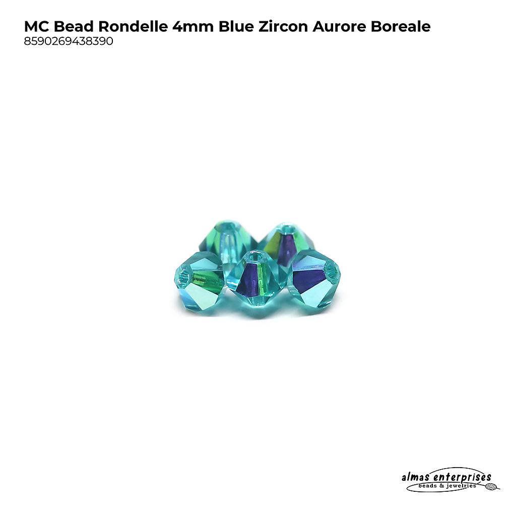 MC Bead Rondelle 4mm blue zircon AB