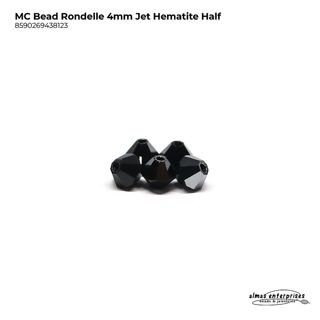 MC Bead Rondelle 4mm jet Hem-h