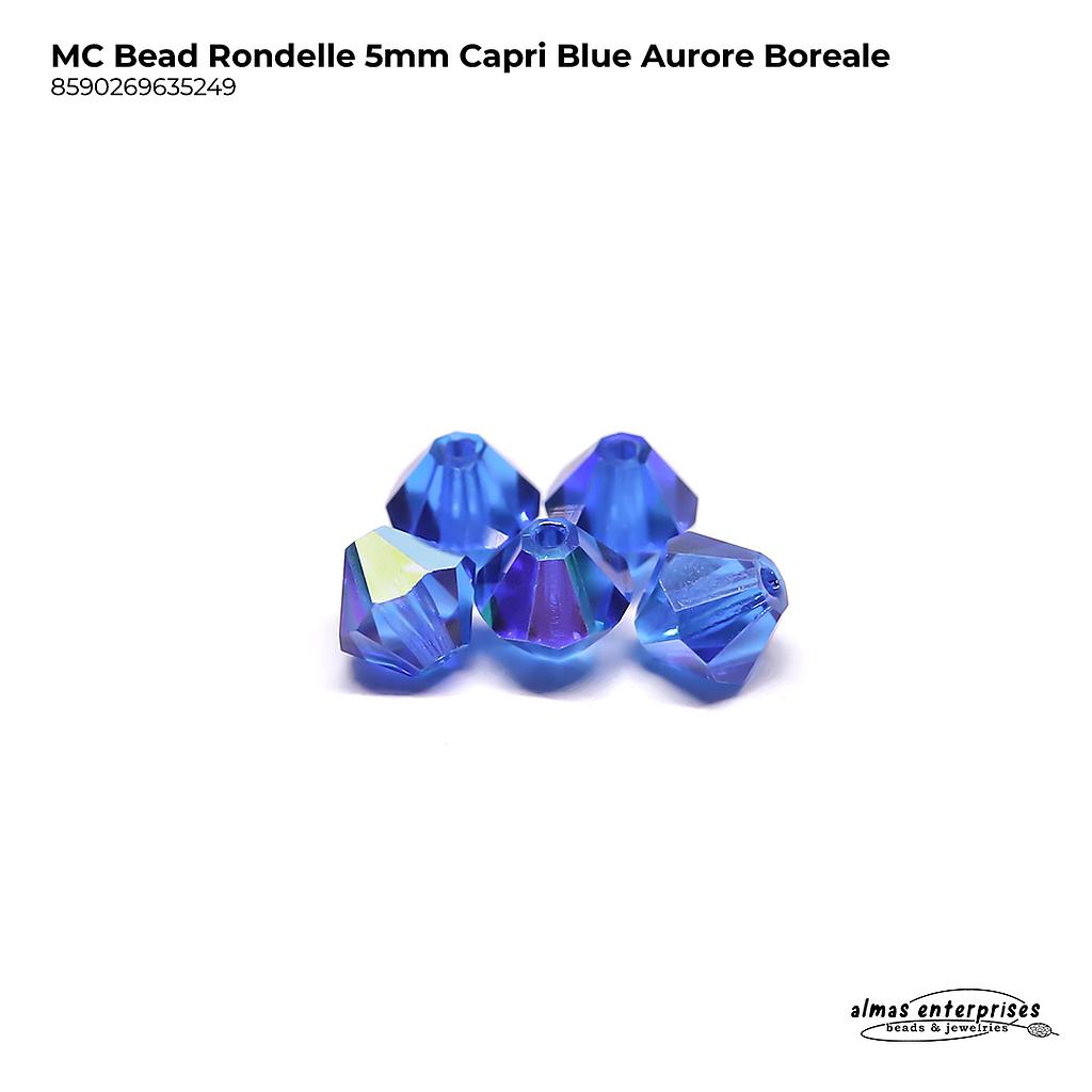 MC Bead Rondelle 5mm capri blue AB