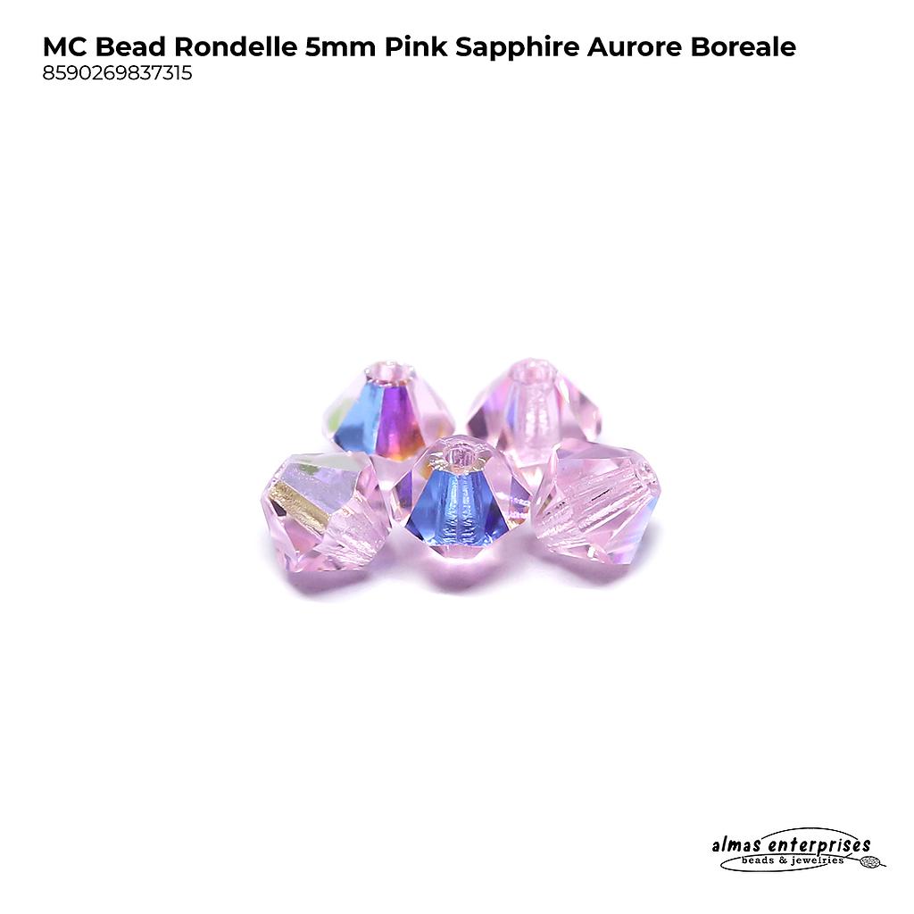 MC Bead Rondelle 5mm pink sapph AB
