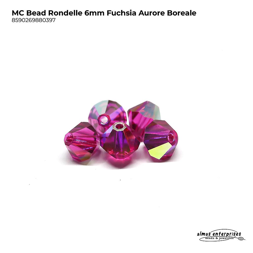 MC Bead Rondelle 6mm fuchsia AB