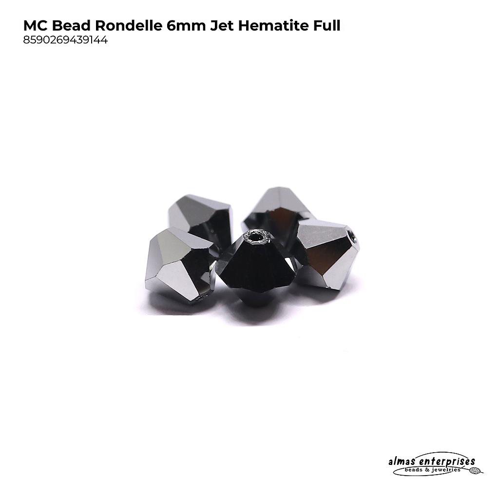 MC Bead Rondelle 6mm jet Hem-f