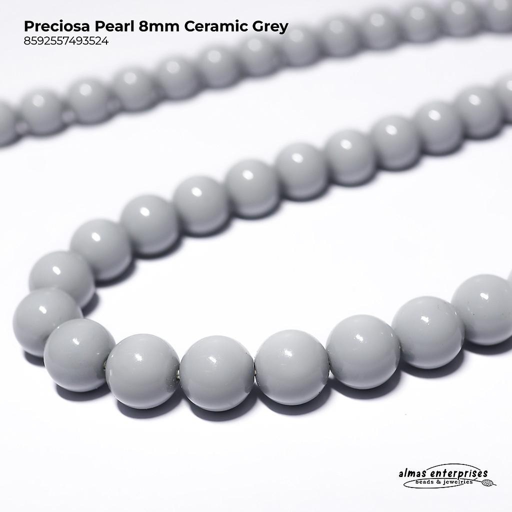 Preciosa Pearl 8mm Ceramic Grey