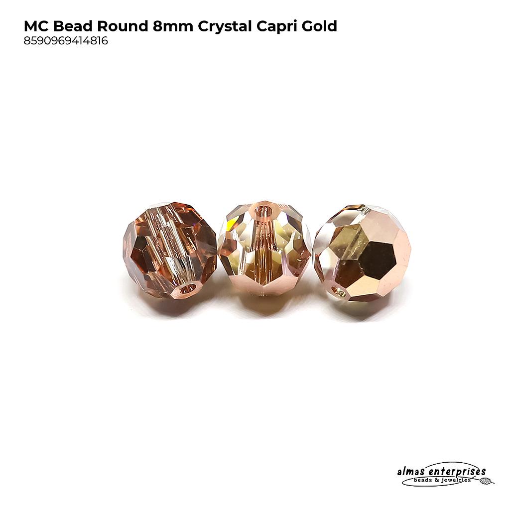 MC Bead Round 8mm Crystal  Capri Gold