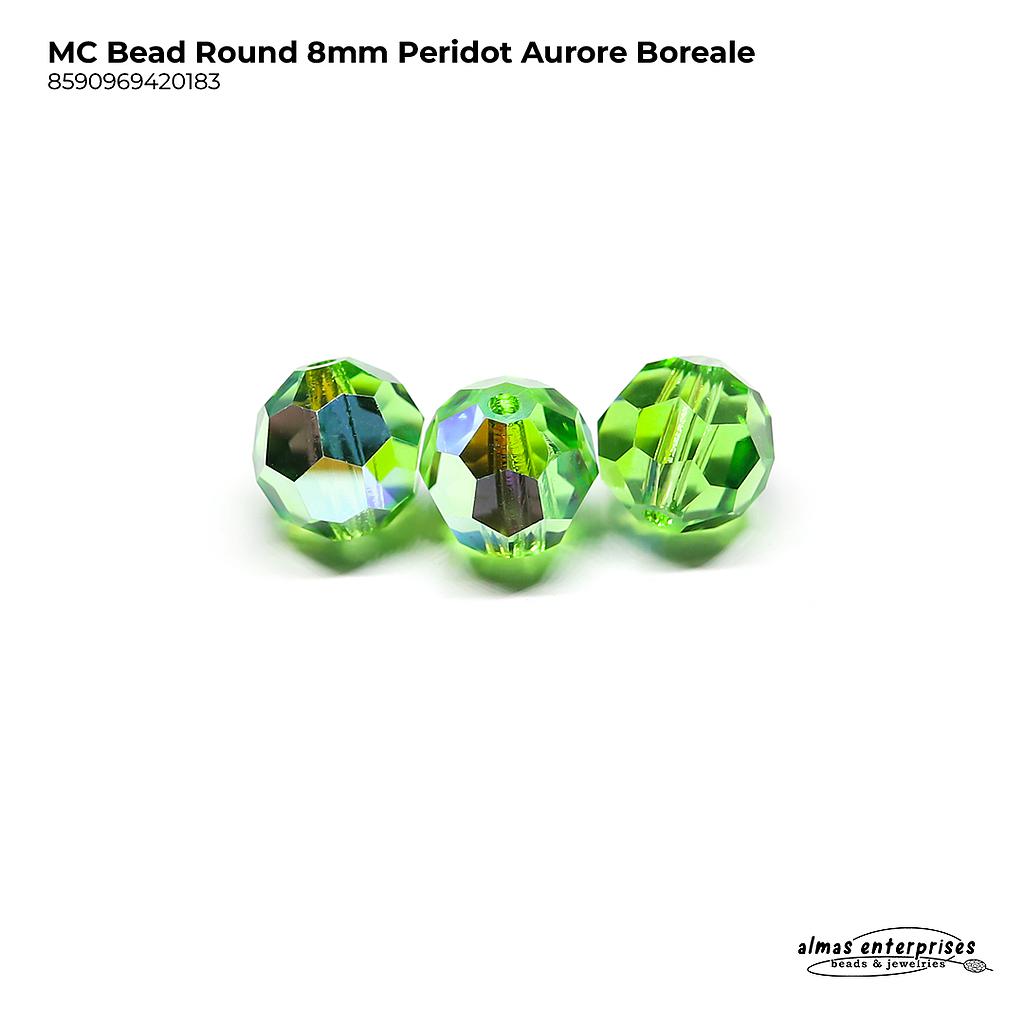 MC Bead Round 8mm Peridot AB