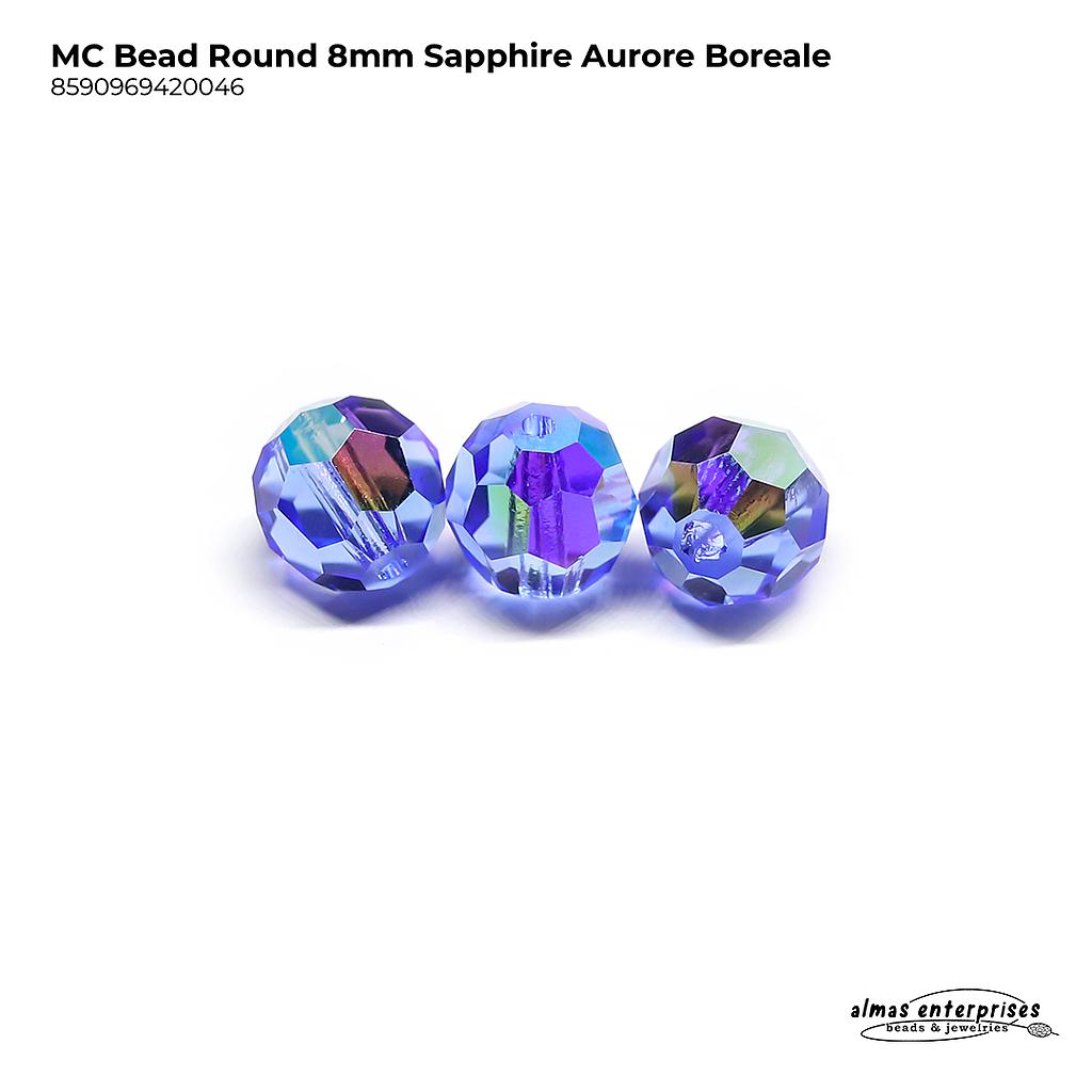 MC Bead Round 8mm Sapphire AB