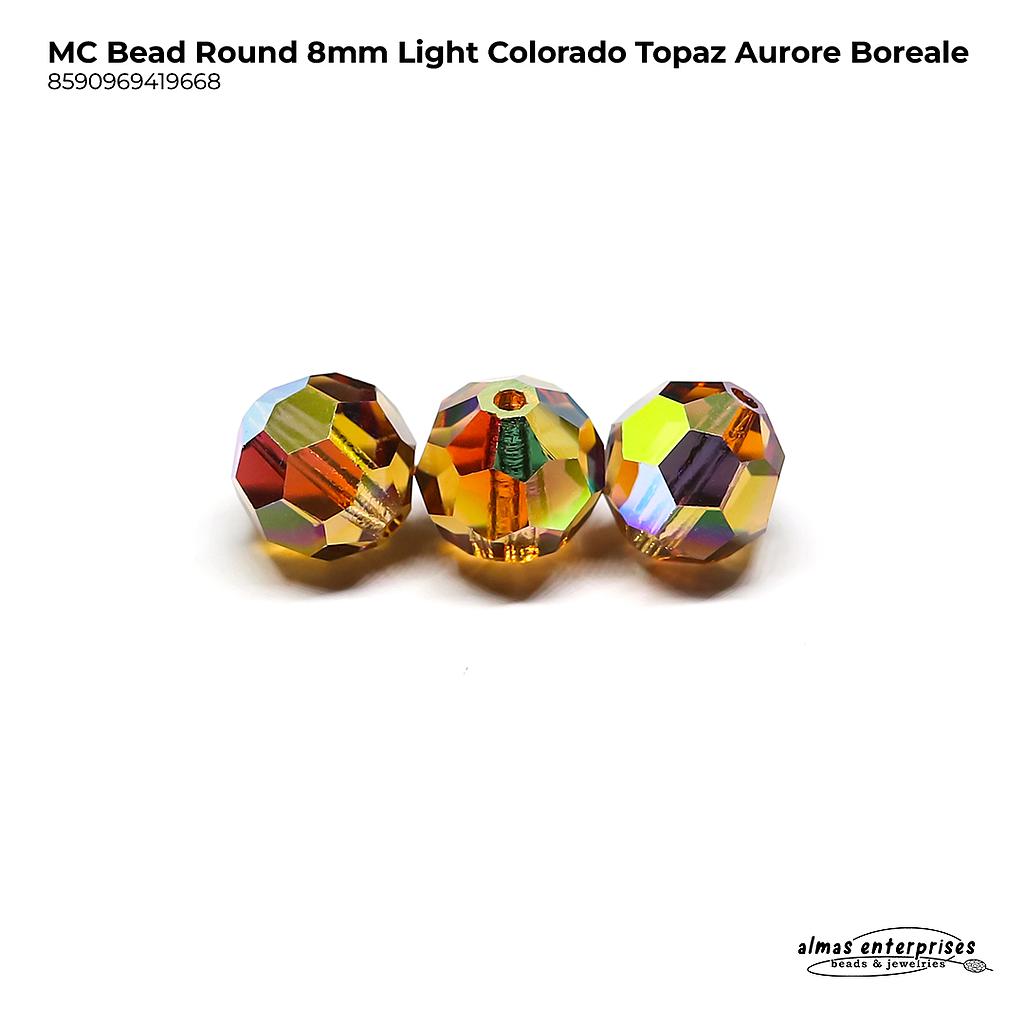 MC Bead Round 8mm Lt. Col. Topaz AB