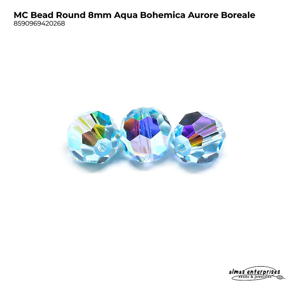 MC Bead Round 8mm Aqua Bohemica AB