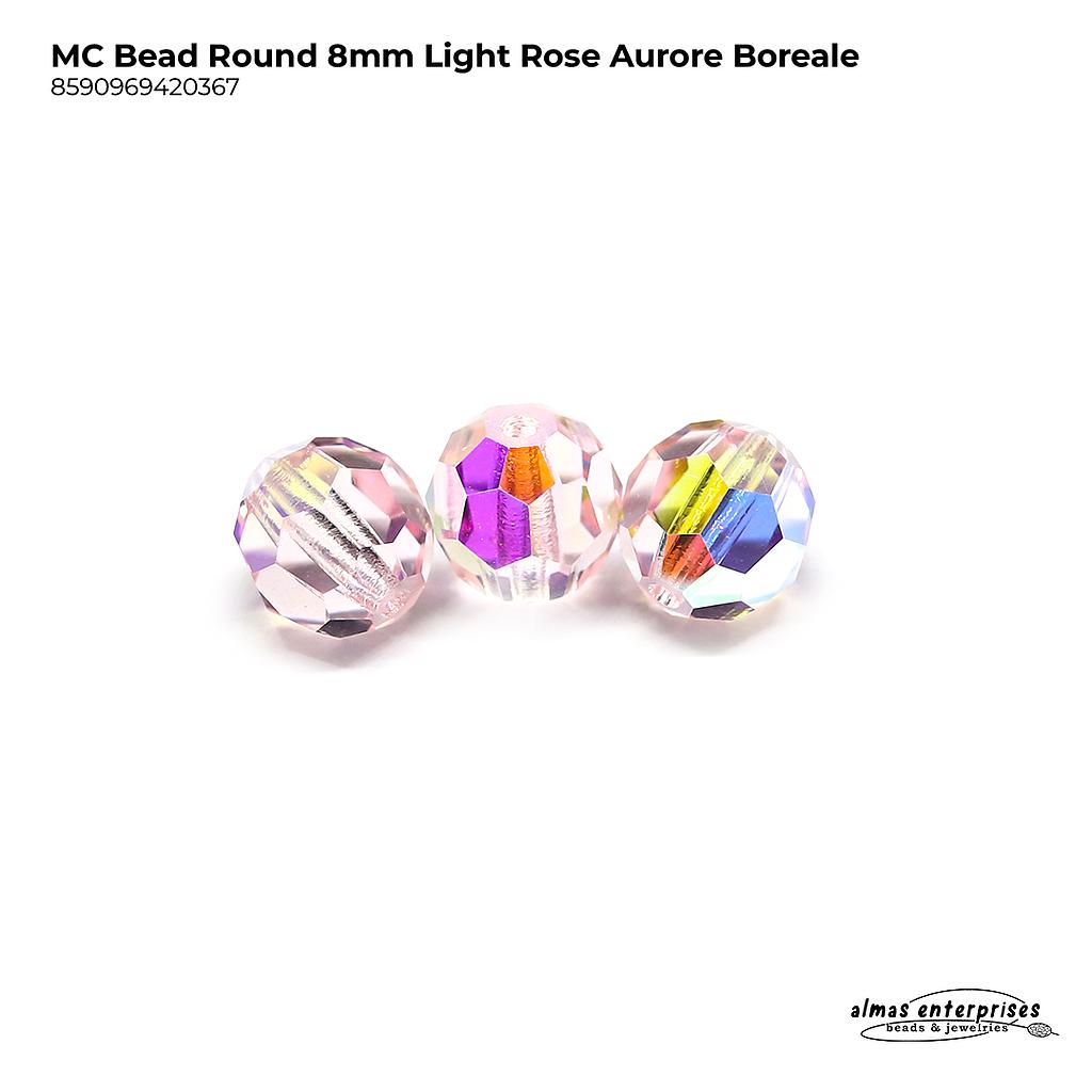 MC Bead Round 8mm Lt. Rose AB