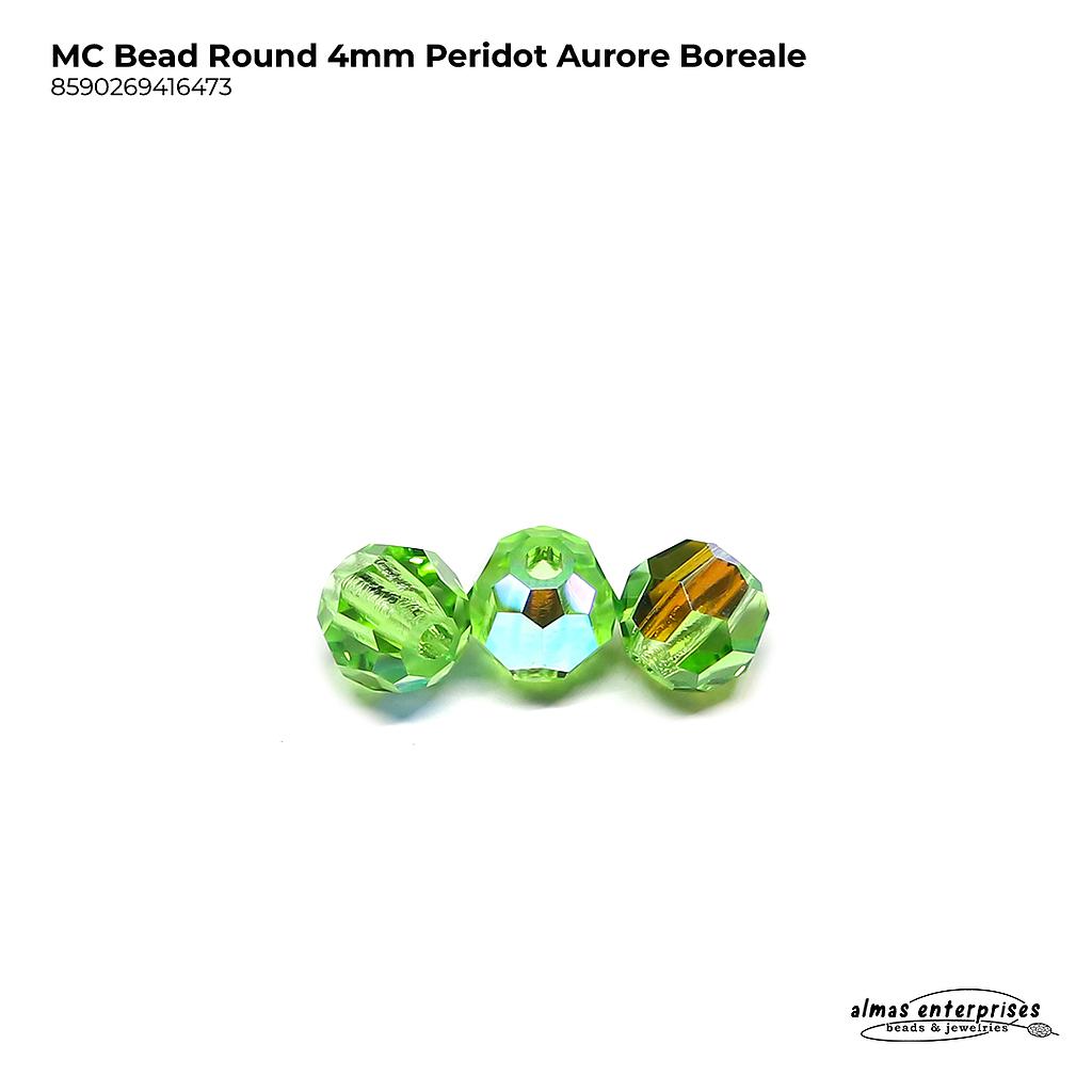 MC Bead Round 4mm Peridot AB