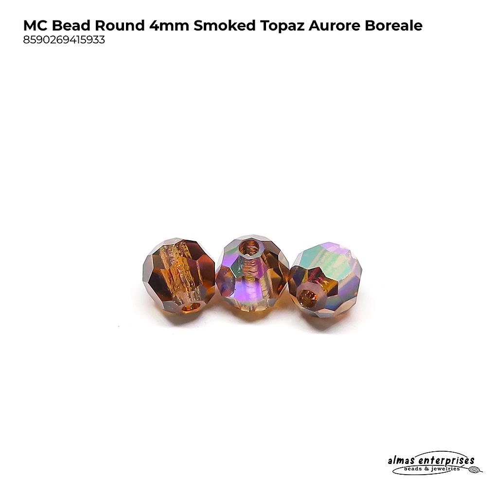 MC Bead Round 4mm Smoked Topaz AB