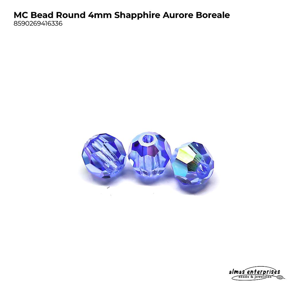 MC Bead Round 4mm Sapphire AB