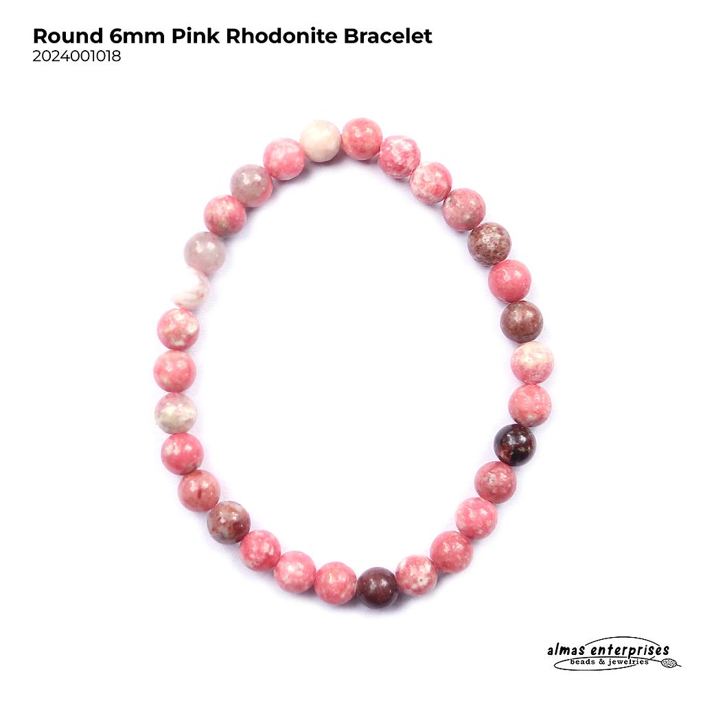 Round Pink Rhodonite Bracelet