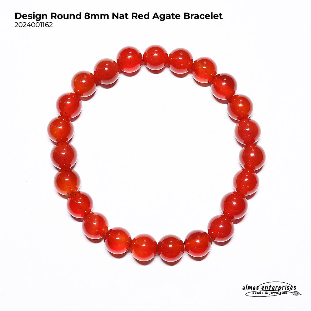 Design Round Nat Red Agate Bracelet