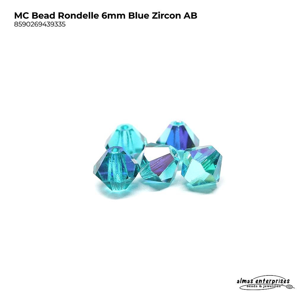 MC Bead Rondelle 6mm Blue Zircon AB