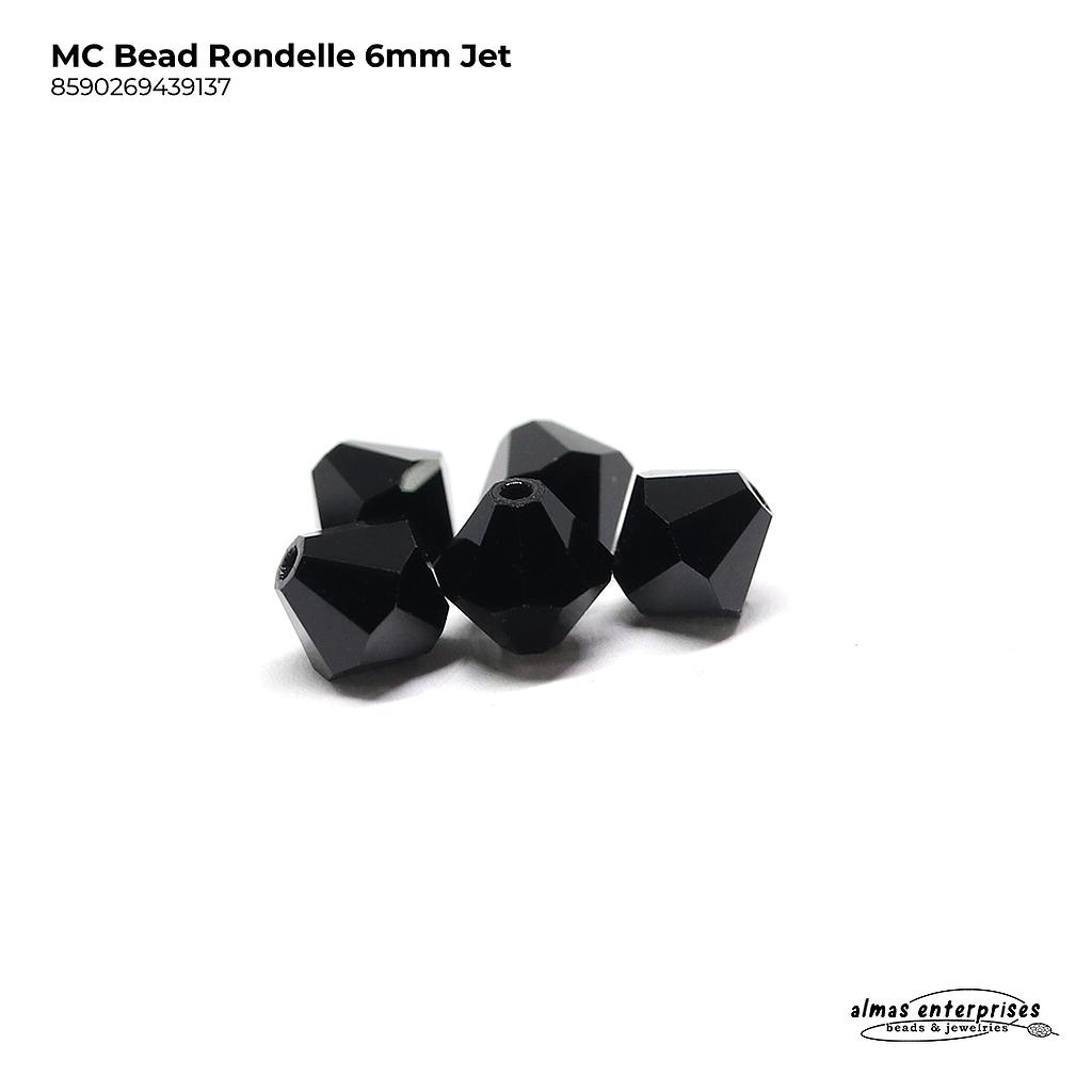 MC Bead Rondelle 6mm Jet