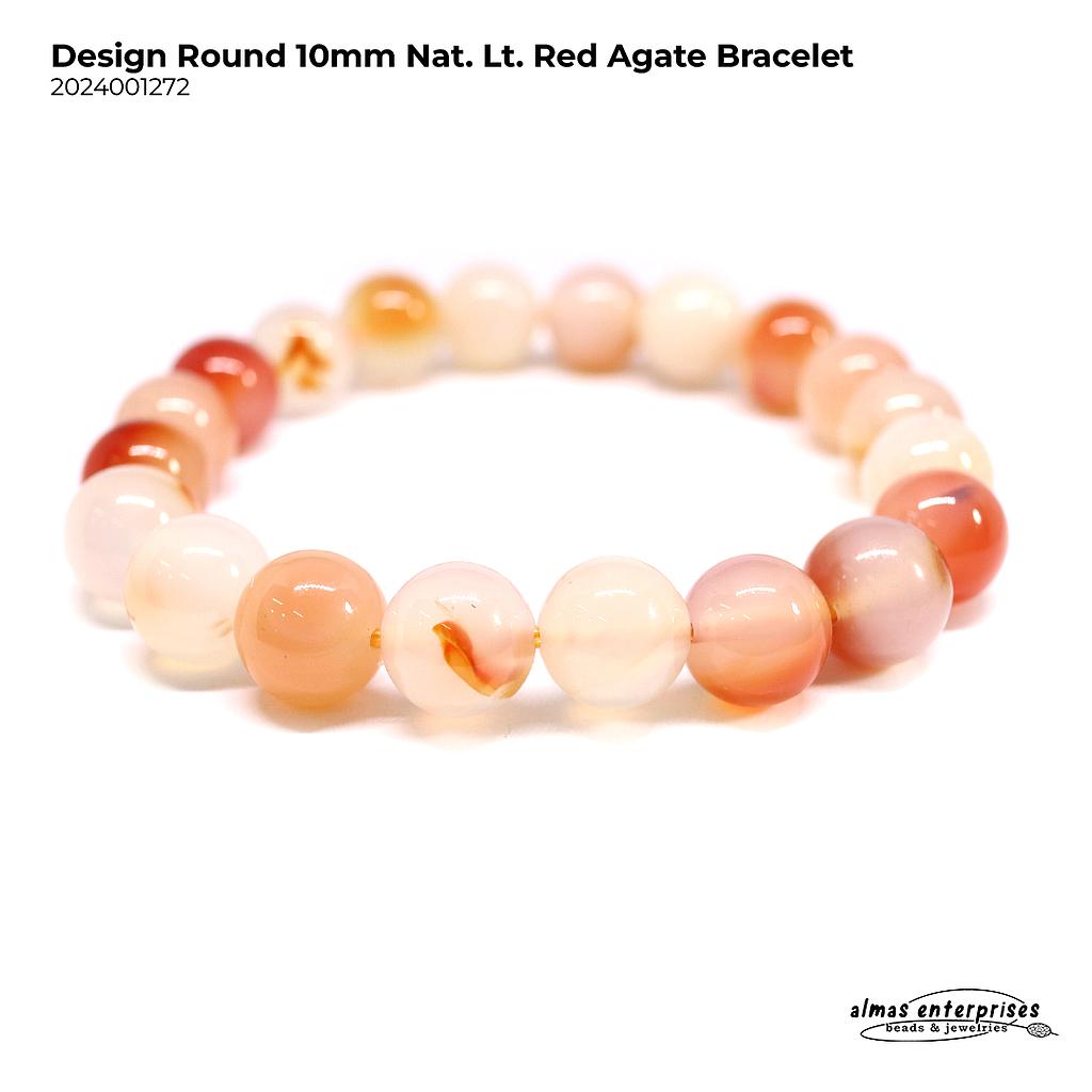 Design Round Nat. Lt. Red Agate Bracelet