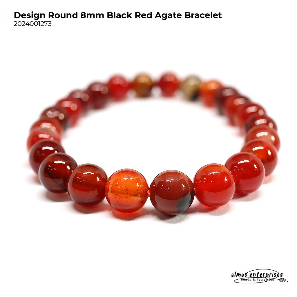 Design Round Black Red Agate Bracelet